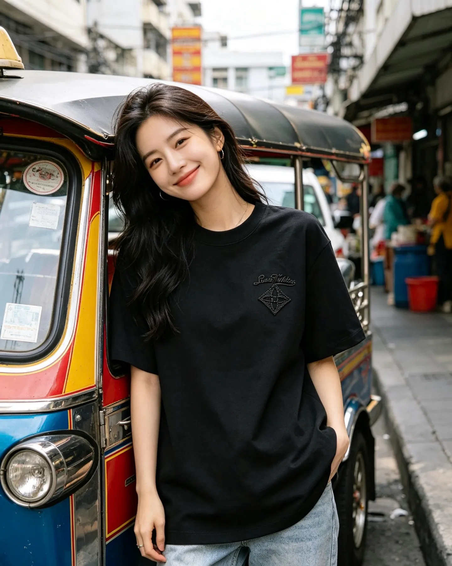 Louis Vuitton/Louis Vuitton round neck short sleeves with sunflower embroidery on the back